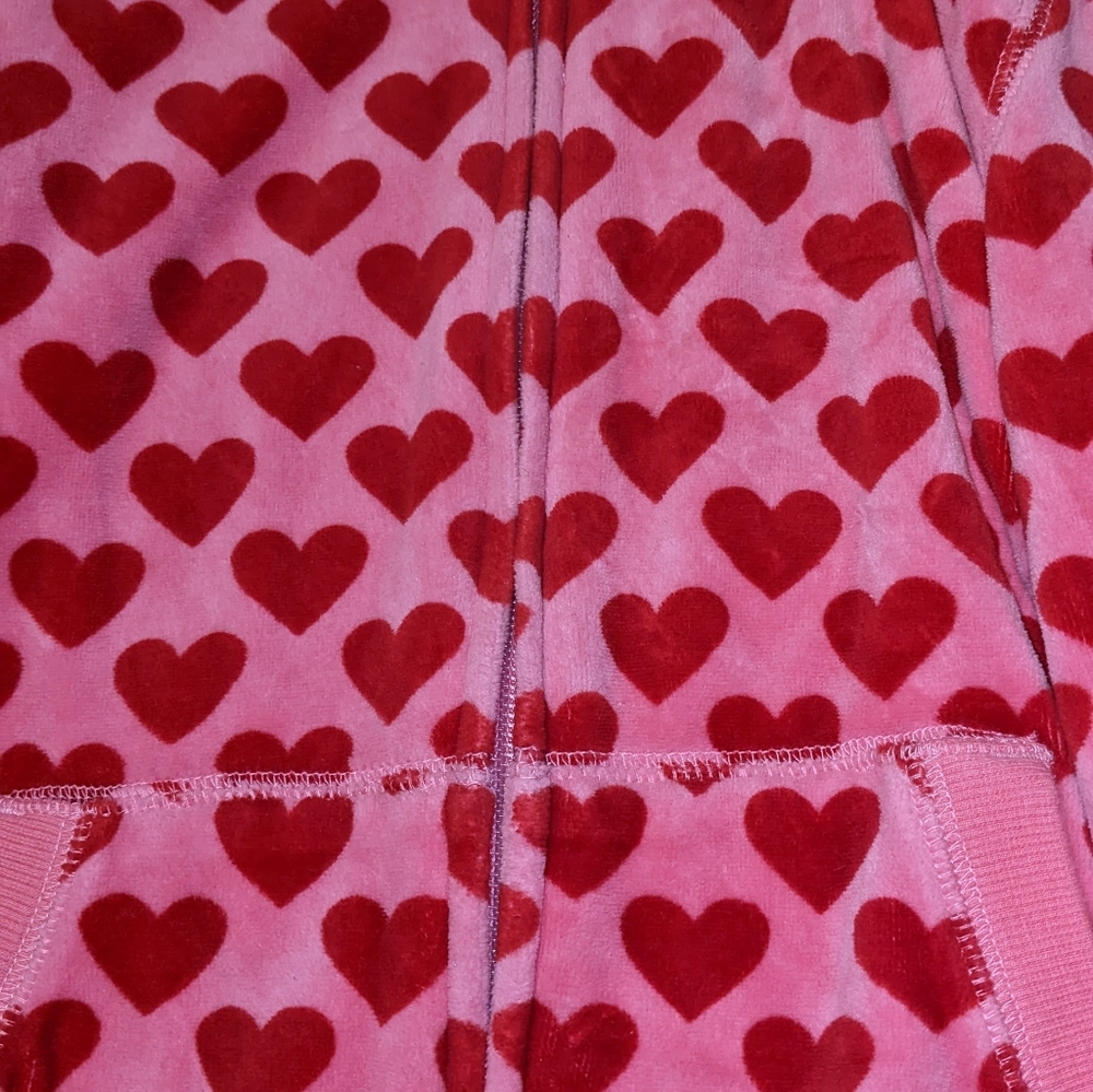 GapKids Vintage Y2K Heart Zip Up Hoodie Velour Girls XXL 14-16 Pink Red Full Zip - Picture 10 of 11